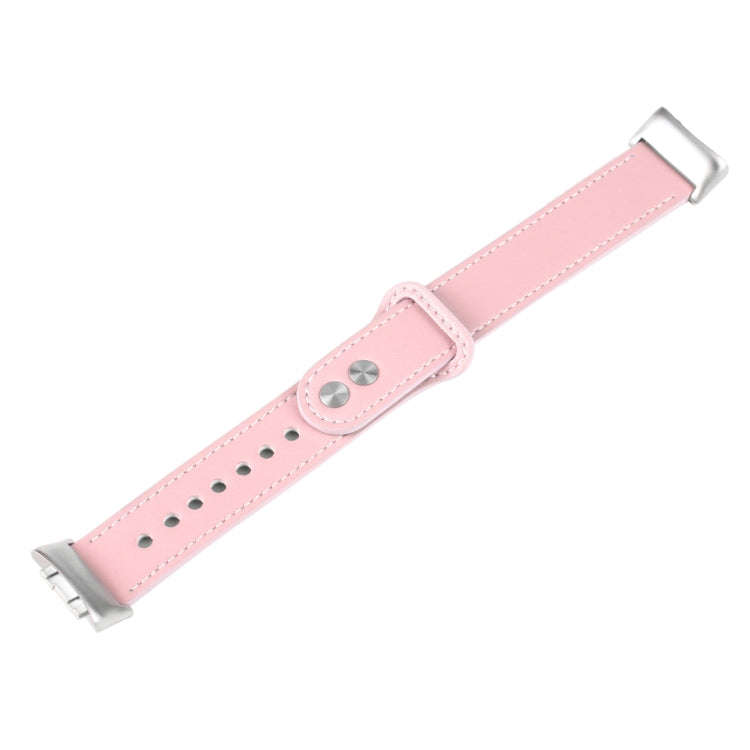 For Fitbit Charge 5 PU Leather Replacement Watch Band(Pink)