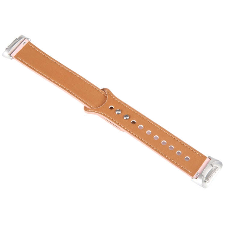 For Fitbit Charge 5 PU Leather Replacement Watch Band(Pink)