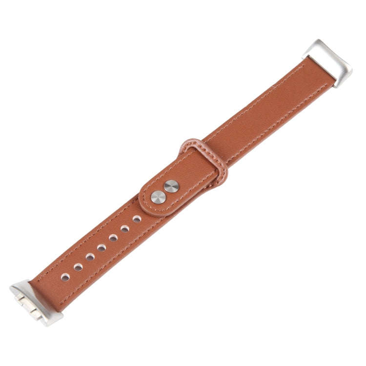 For Fitbit Charge 5 PU Leather Replacement Watch Band(Brown)