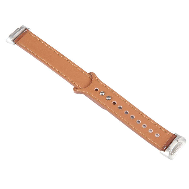 For Fitbit Charge 5 PU Leather Replacement Watch Band(Brown)