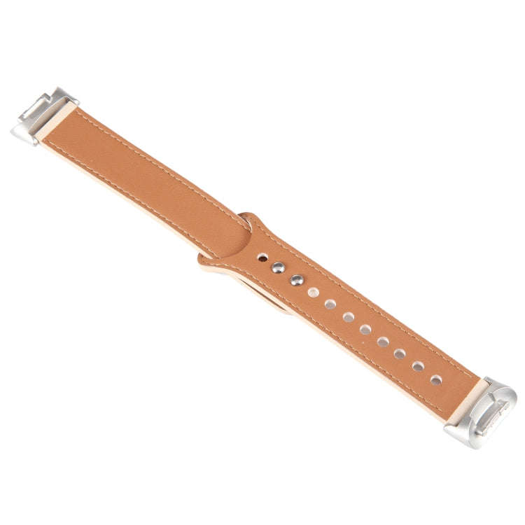 For Fitbit Charge 5 PU Leather Replacement Watch Band(Creamy White)