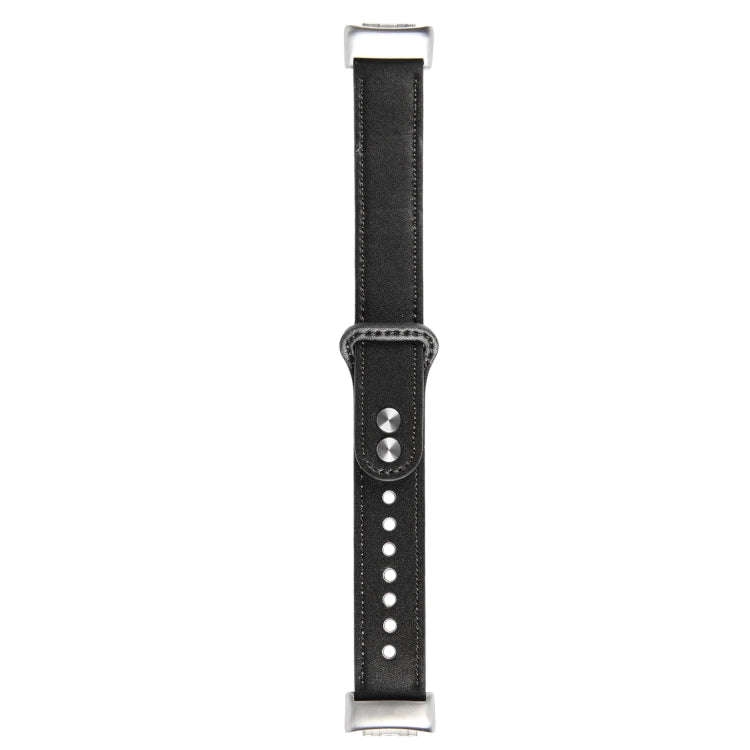 For Fitbit Charge 5 PU Leather Replacement Watch Band(Black)