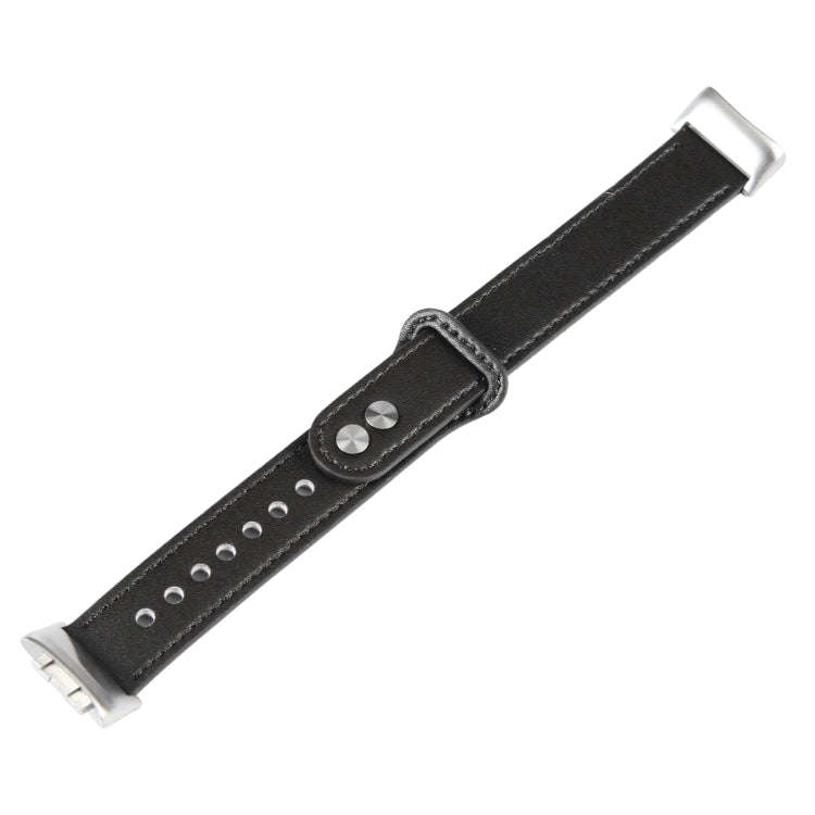 For Fitbit Charge 5 PU Leather Replacement Watch Band(Black)