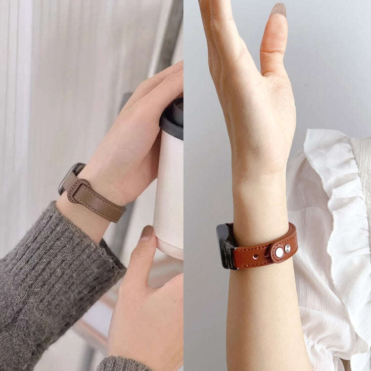 For Fitbit Charge 5 PU Leather Replacement Watch Band(Brown)