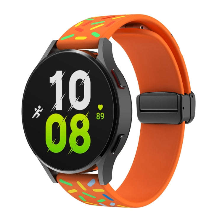 For Samsung Galaxy Watch 6 / 6 Classic Sports Rainbow Dots Magnetic Black Buckle Silicone Watch B...