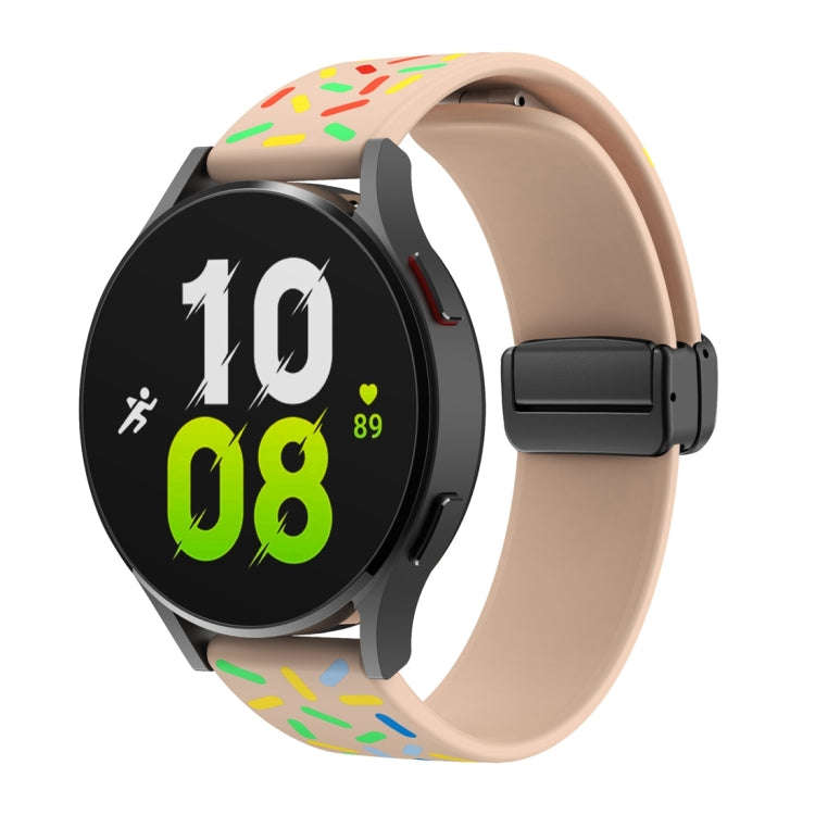 For Samsung Galaxy Watch 6 / 6 Classic Sports Rainbow Dots Magnetic Black Buckle Silicone Watch B...