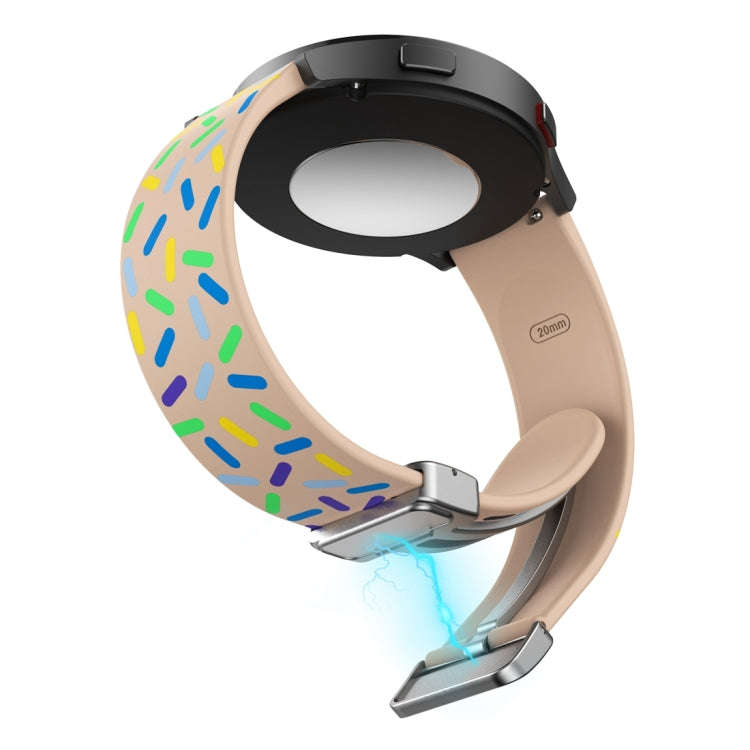 For Samsung Galaxy Watch 6 / 6 Classic Sports Rainbow Dots Magnetic Black Buckle Silicone Watch B...