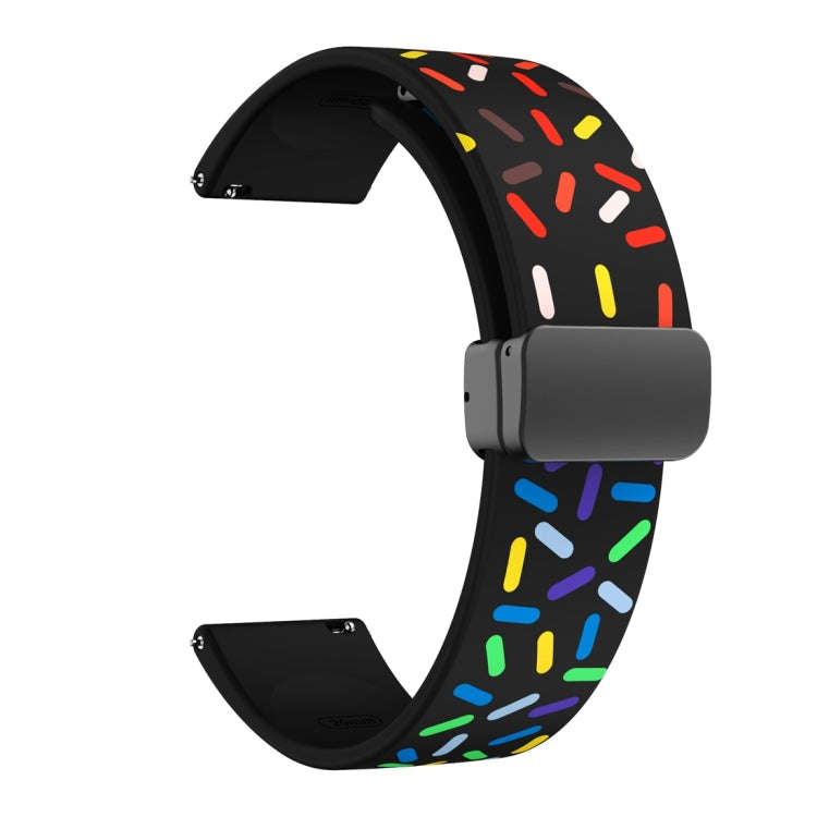 For Samsung Galaxy Watch 6 / 6 Classic Sports Rainbow Dots Magnetic Black Buckle Silicone Watch B...