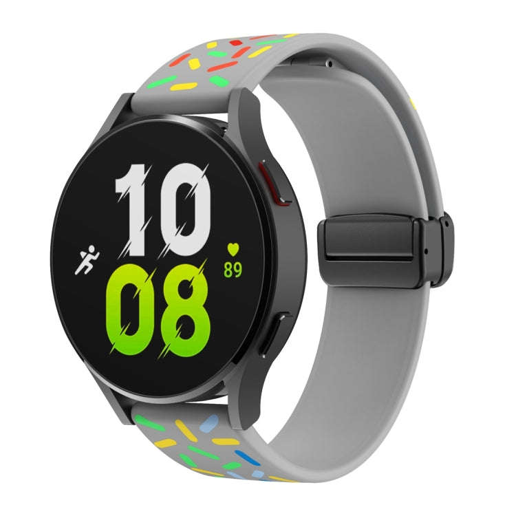 For Samsung Galaxy Watch 6 / 6 Classic Sports Rainbow Dots Magnetic Black Buckle Silicone Watch B...