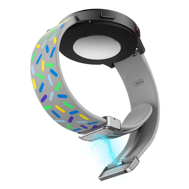 For Samsung Galaxy Watch 6 / 6 Classic Sports Rainbow Dots Magnetic Black Buckle Silicone Watch B...