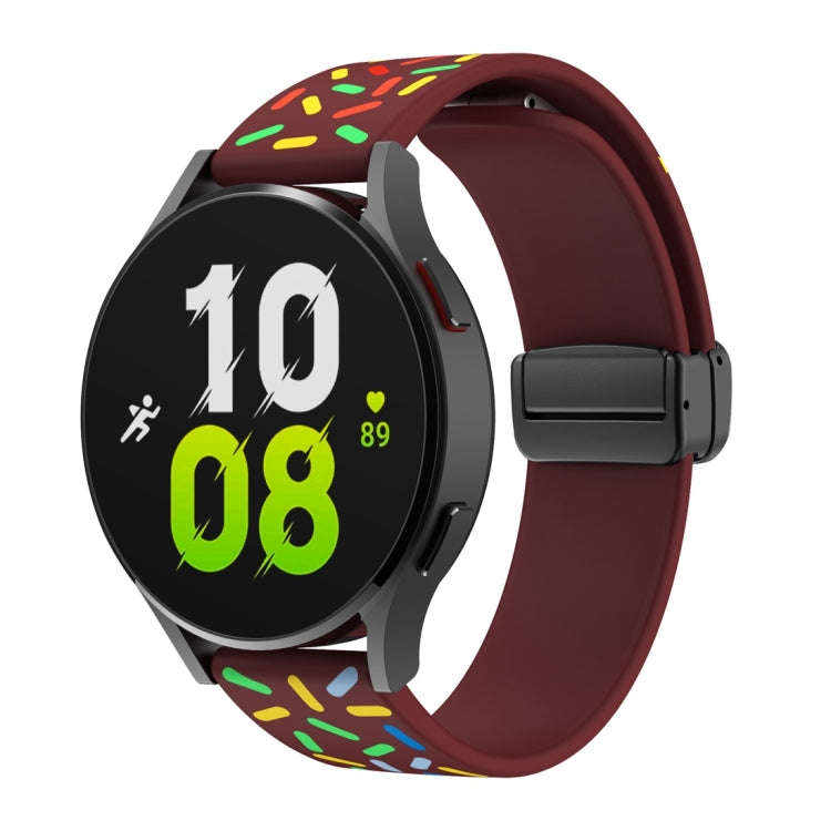 For Samsung Galaxy Watch 6 / 6 Classic Sports Rainbow Dots Magnetic Black Buckle Silicone Watch B...