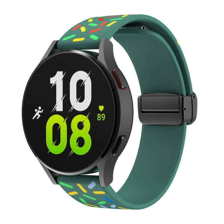For Samsung Galaxy Watch 6 / 6 Classic Sports Rainbow Dots Magnetic Black Buckle Silicone Watch B...