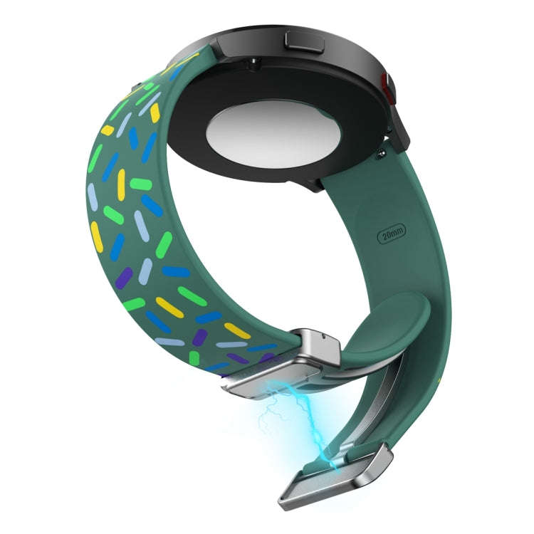For Samsung Galaxy Watch 6 / 6 Classic Sports Rainbow Dots Magnetic Black Buckle Silicone Watch B...