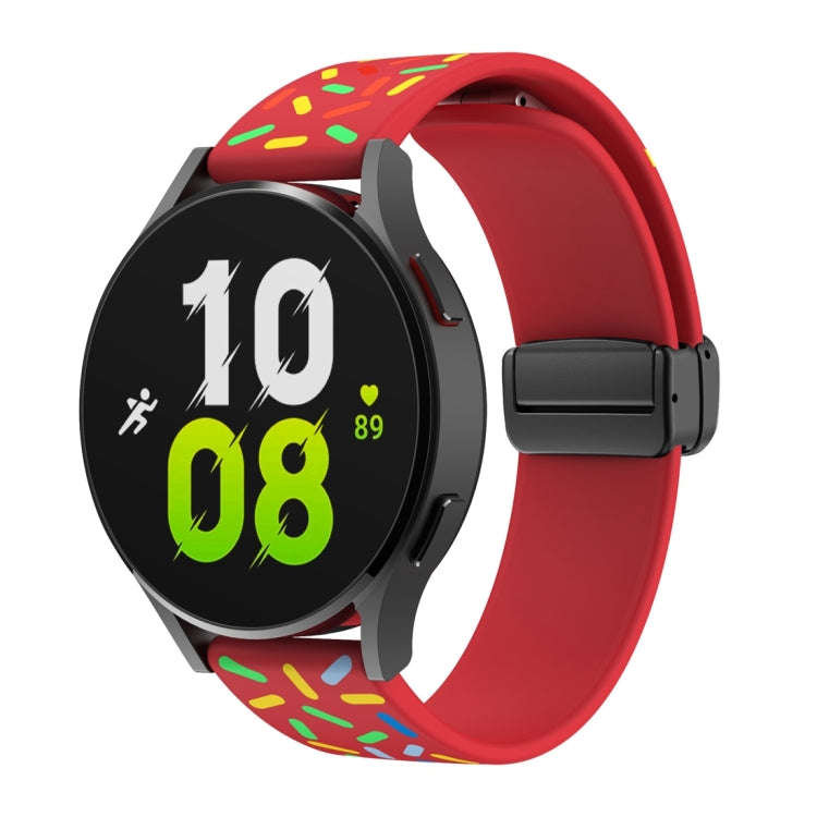 For Samsung Galaxy Watch 6 / 6 Classic Sports Rainbow Dots Magnetic Black Buckle Silicone Watch B...