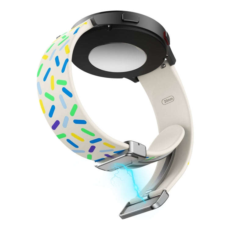 For Samsung Galaxy Watch 6 / 6 Classic Sports Rainbow Dots Magnetic Black Buckle Silicone Watch B...