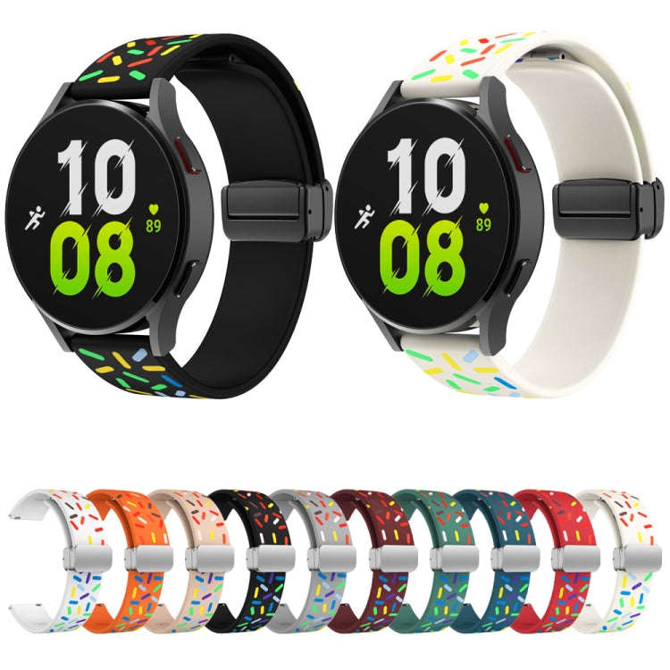 For Samsung Galaxy Watch 6 / 6 Classic Sports Rainbow Dots Magnetic Black Buckle Silicone Watch B...