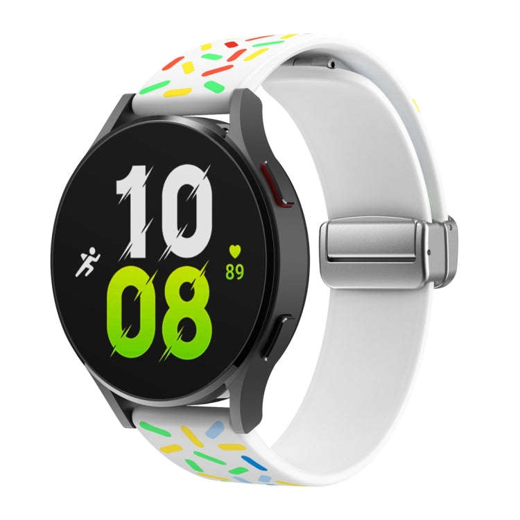 For Samsung Galaxy Watch 6 / 6 Classic Sports Rainbow Dots Magnetic Silver Buckle Silicone Watch ...