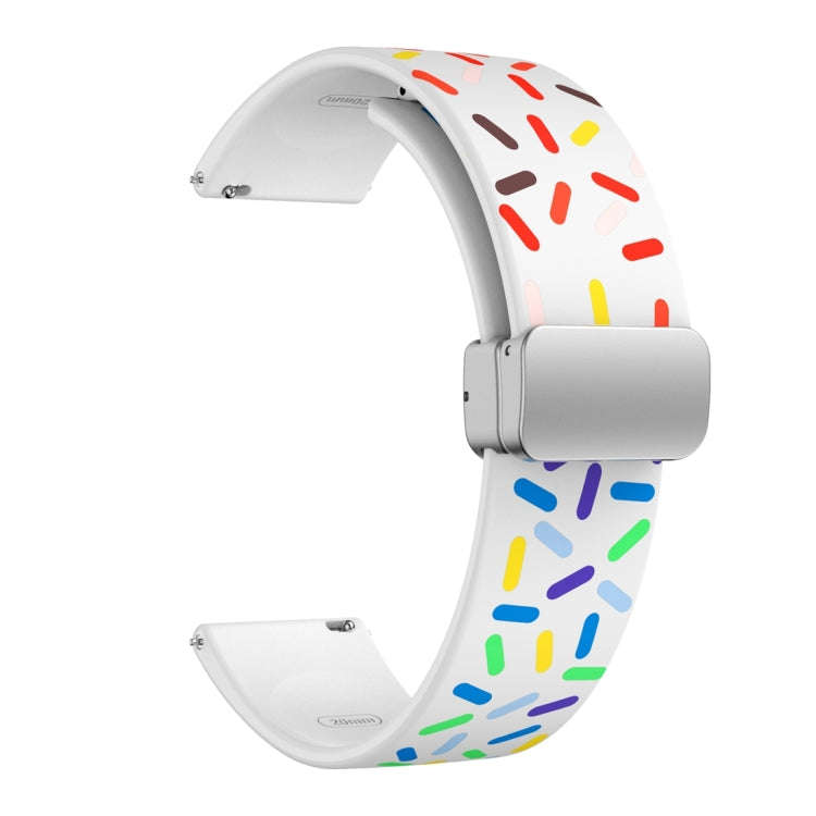 For Samsung Galaxy Watch 6 / 6 Classic Sports Rainbow Dots Magnetic Silver Buckle Silicone Watch ...