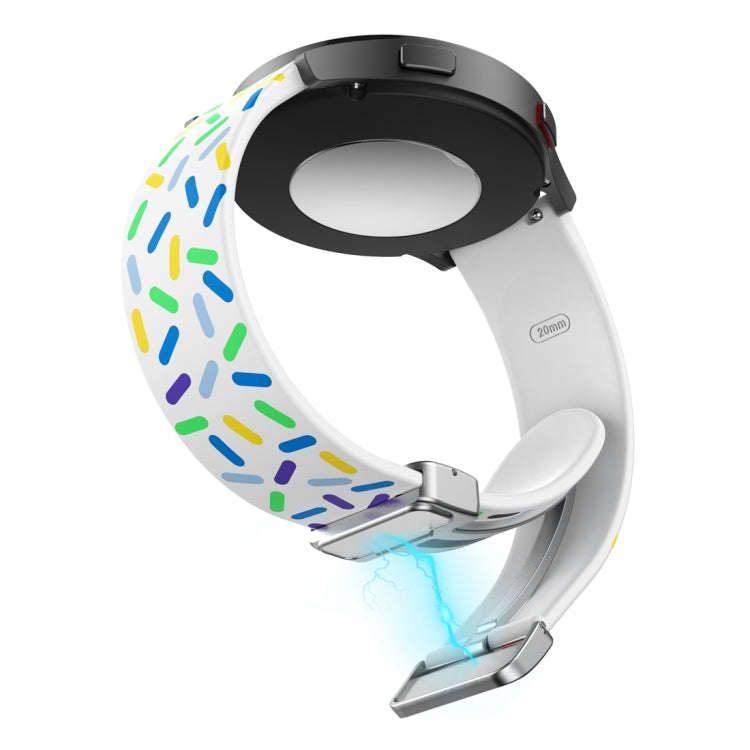 For Samsung Galaxy Watch 6 / 6 Classic Sports Rainbow Dots Magnetic Silver Buckle Silicone Watch ...
