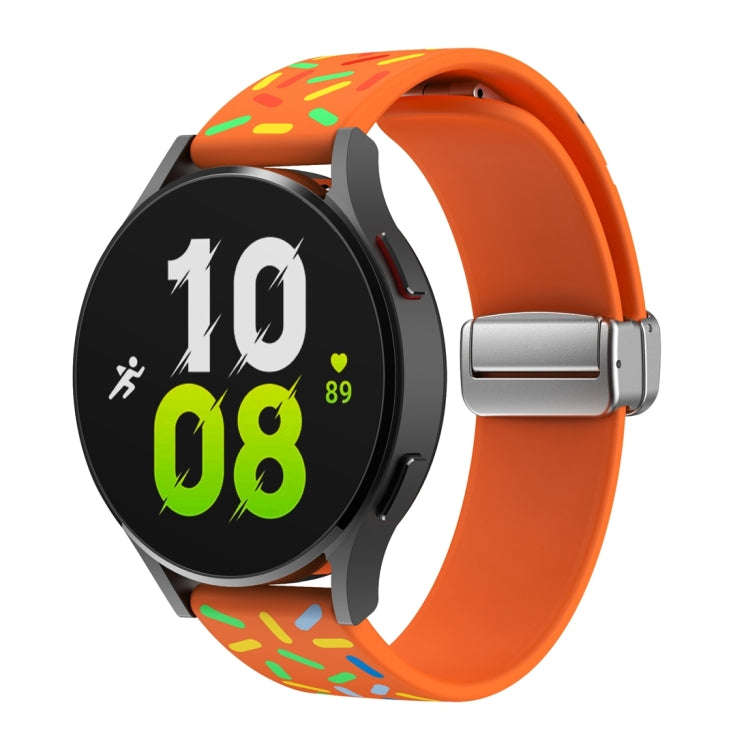 For Samsung Galaxy Watch 6 / 6 Classic Sports Rainbow Dots Magnetic Silver Buckle Silicone Watch ...