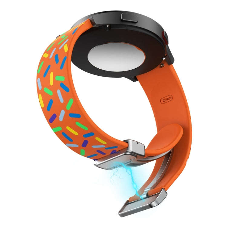 For Samsung Galaxy Watch 6 / 6 Classic Sports Rainbow Dots Magnetic Silver Buckle Silicone Watch ...