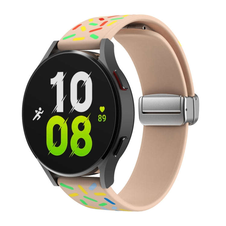 For Samsung Galaxy Watch 6 / 6 Classic Sports Rainbow Dots Magnetic Silver Buckle Silicone Watch ...