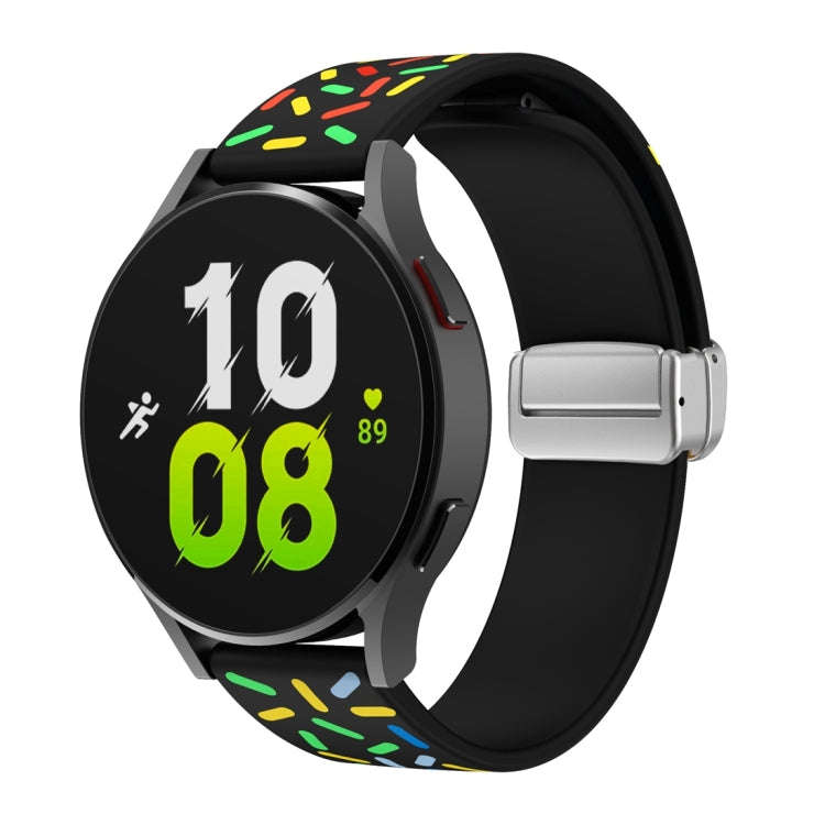 For Samsung Galaxy Watch 6 / 6 Classic Sports Rainbow Dots Magnetic Silver Buckle Silicone Watch ...