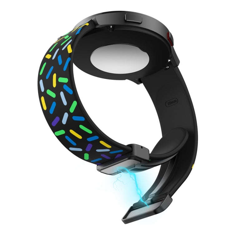 For Samsung Galaxy Watch 6 / 6 Classic Sports Rainbow Dots Magnetic Silver Buckle Silicone Watch ...