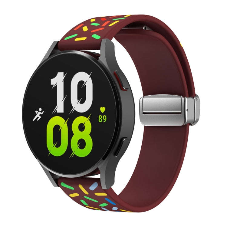 For Samsung Galaxy Watch 6 / 6 Classic Sports Rainbow Dots Magnetic Silver Buckle Silicone Watch ...