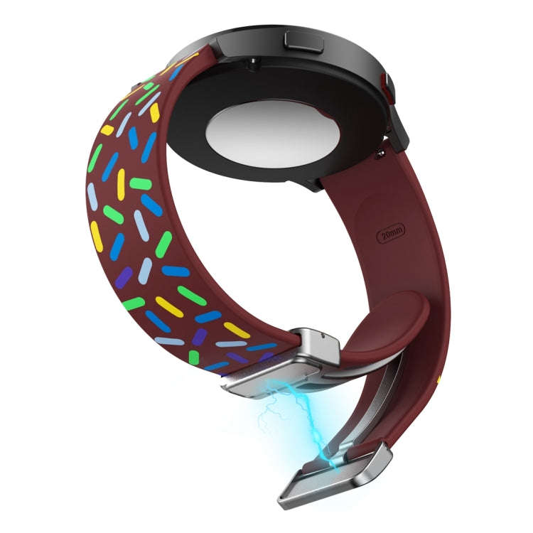 For Samsung Galaxy Watch 6 / 6 Classic Sports Rainbow Dots Magnetic Silver Buckle Silicone Watch ...