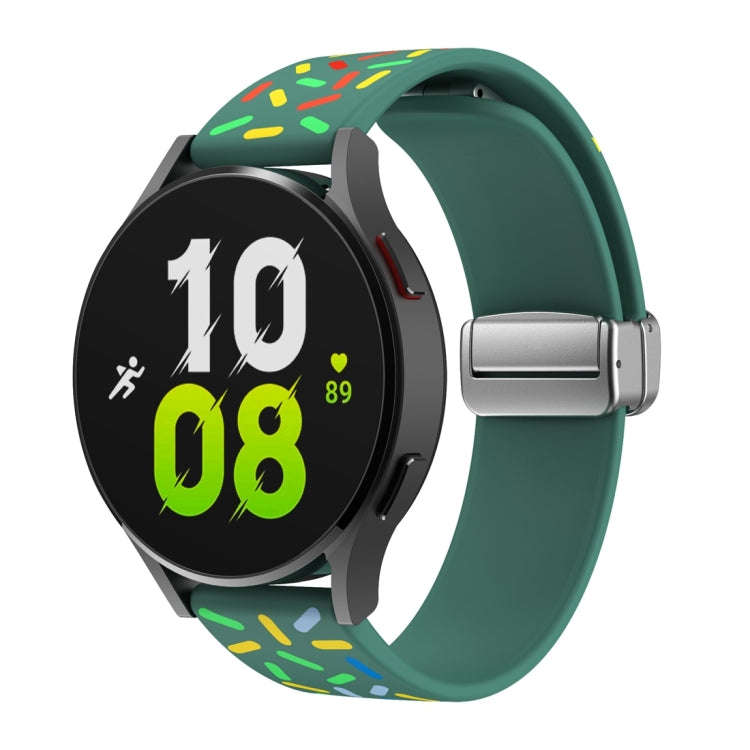For Samsung Galaxy Watch 6 / 6 Classic Sports Rainbow Dots Magnetic Silver Buckle Silicone Watch ...