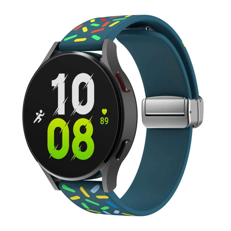 For Samsung Galaxy Watch 6 / 6 Classic Sports Rainbow Dots Magnetic Silver Buckle Silicone Watch ...