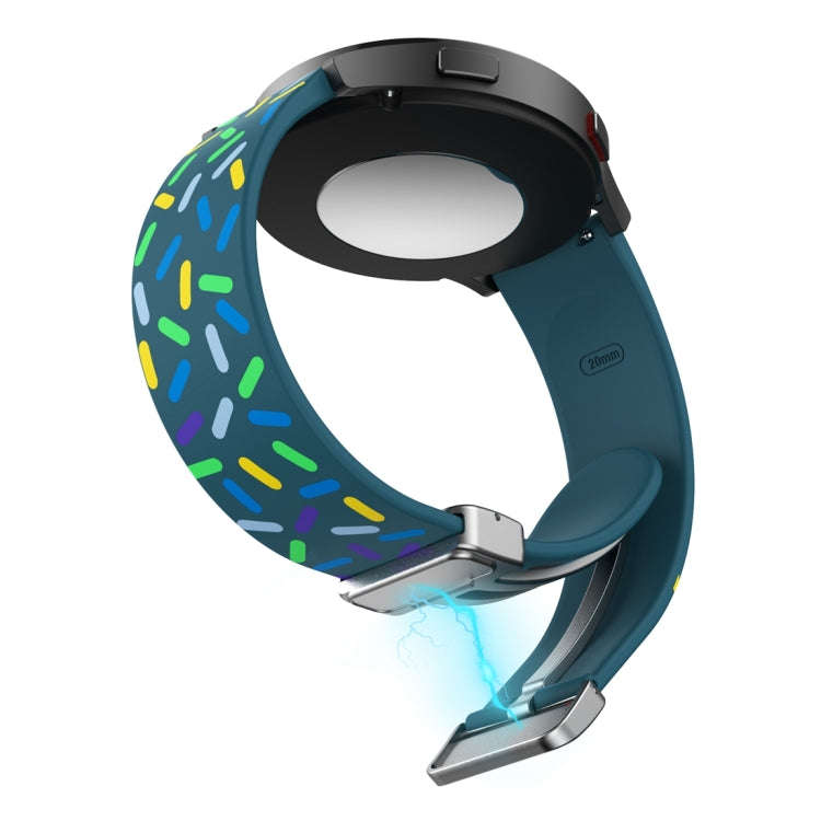 For Samsung Galaxy Watch 6 / 6 Classic Sports Rainbow Dots Magnetic Silver Buckle Silicone Watch ...