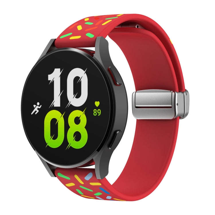 For Samsung Galaxy Watch 6 / 6 Classic Sports Rainbow Dots Magnetic Silver Buckle Silicone Watch ...