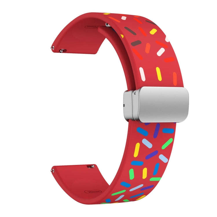 For Samsung Galaxy Watch 6 / 6 Classic Sports Rainbow Dots Magnetic Silver Buckle Silicone Watch ...