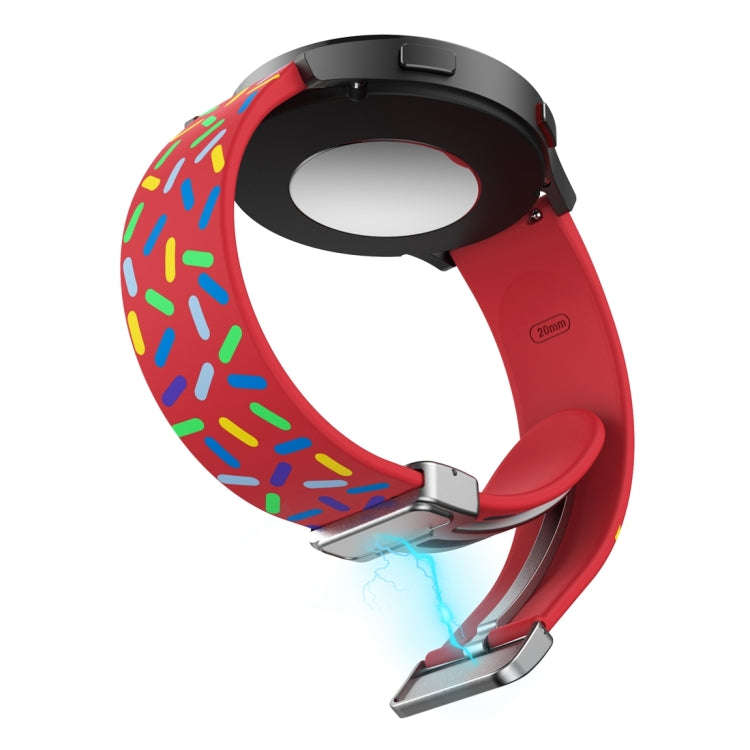 For Samsung Galaxy Watch 6 / 6 Classic Sports Rainbow Dots Magnetic Silver Buckle Silicone Watch ...
