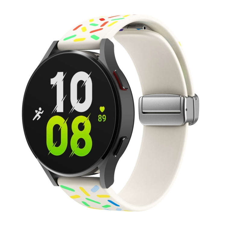 For Samsung Galaxy Watch 6 / 6 Classic Sports Rainbow Dots Magnetic Silver Buckle Silicone Watch ...