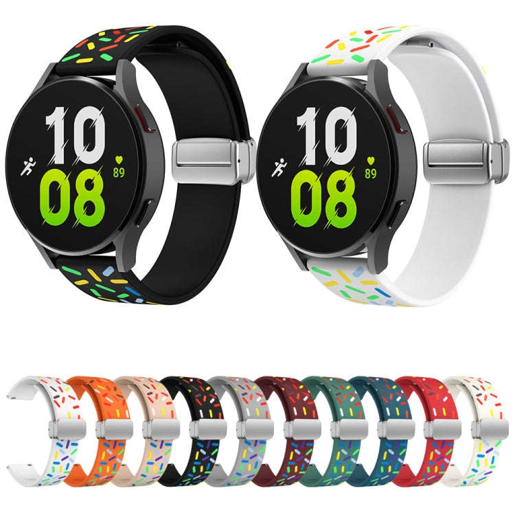 For Samsung Galaxy Watch 6 / 6 Classic Sports Rainbow Dots Magnetic Silver Buckle Silicone Watch ...