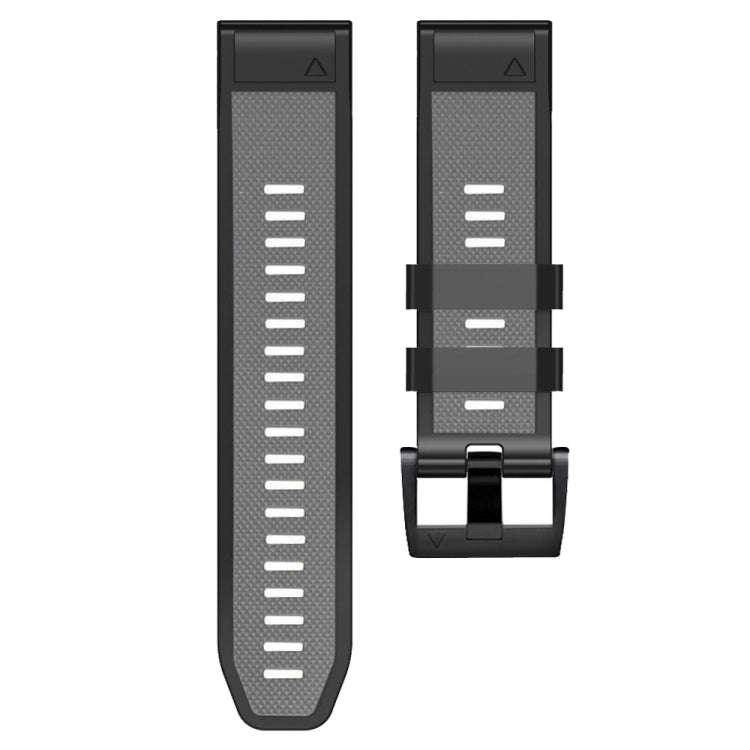 For Garmin Fenix 7 Pro 22mm Screw Buckle Diamond Texture Two Color Silicone Watch Band(Grey+Black)