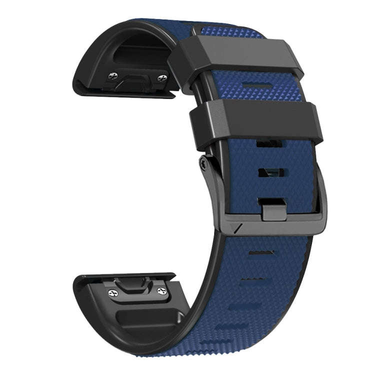 For Garmin Fenix 7 Pro 22mm Screw Buckle Diamond Texture Two Color Silicone Watch Band(Dark Blue+...