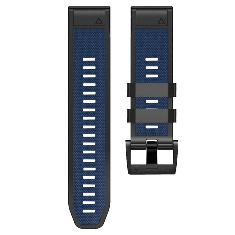 For Garmin Fenix 7 Pro 22mm Screw Buckle Diamond Texture Two Color Silicone Watch Band(Dark Blue+...