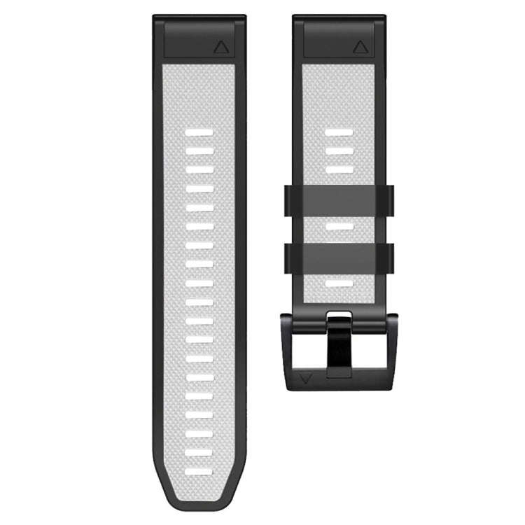 For Garmin Fenix 7 Pro 26mm Screw Buckle Diamond Texture Two Color Silicone Watch Band(White+Black)
