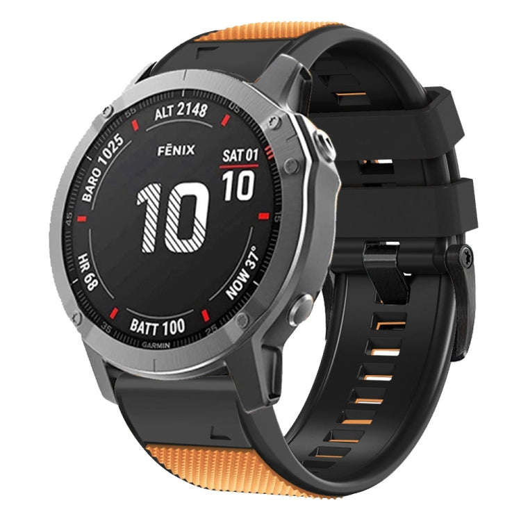 For Garmin Fenix 7 Pro 26mm Screw Buckle Diamond Texture Two Color Silicone Watch Band(Orange+Black)