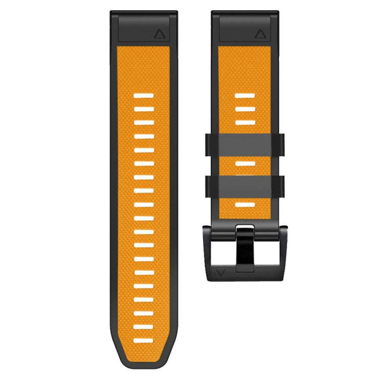 For Garmin Fenix 7 Pro 26mm Screw Buckle Diamond Texture Two Color Silicone Watch Band(Orange+Black)