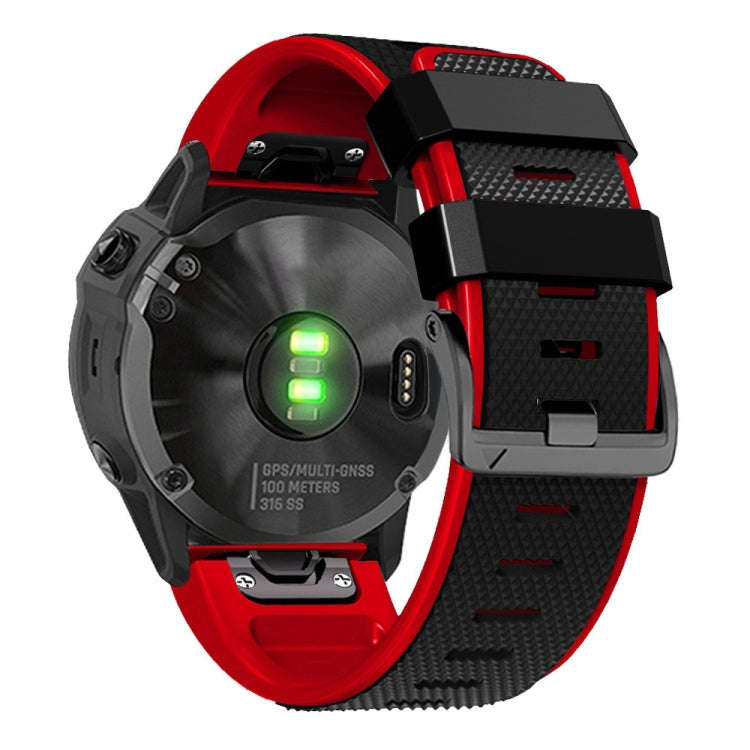 For Garmin Fenix 7 Pro 26mm Screw Buckle Diamond Texture Two Color Silicone Watch Band(Black+Red)