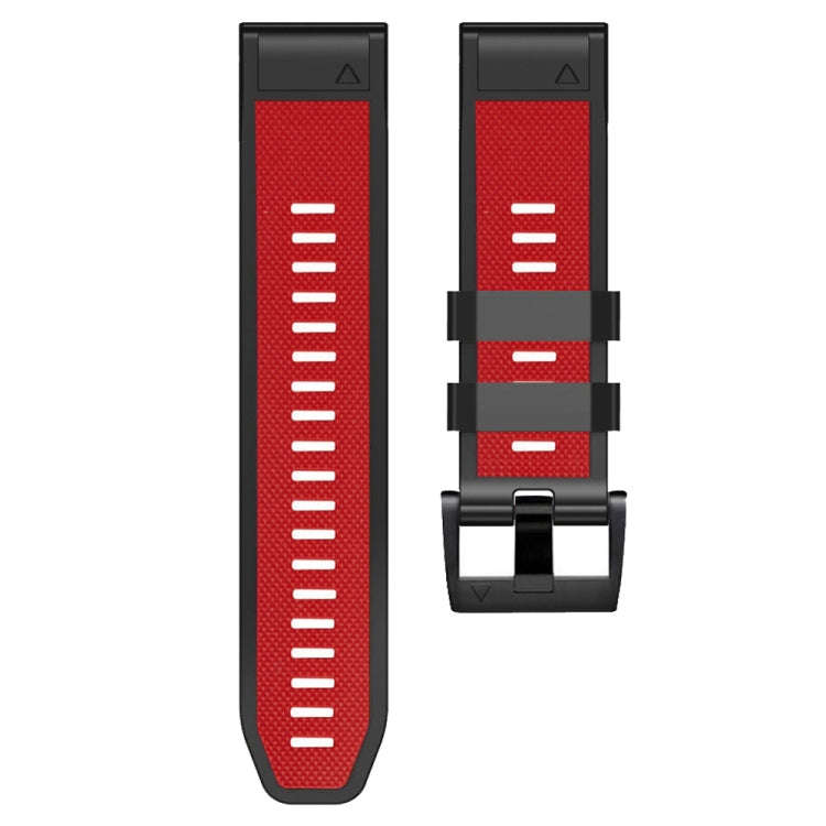 For Garmin Fenix 7 Pro 26mm Screw Buckle Diamond Texture Two Color Silicone Watch Band(Red+Black)