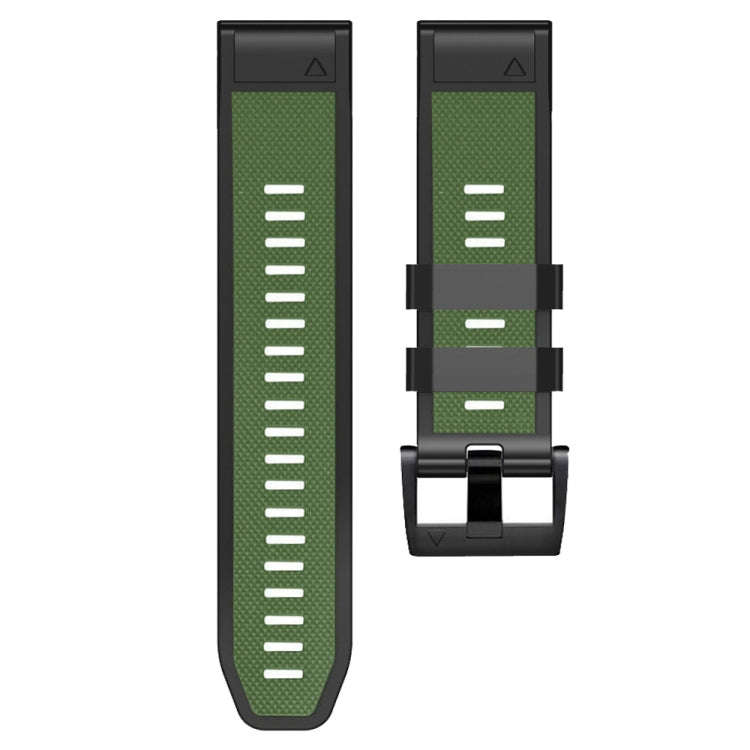 For Garmin Fenix 7 Pro 26mm Screw Buckle Diamond Texture Two Color Silicone Watch Band(Army Green...