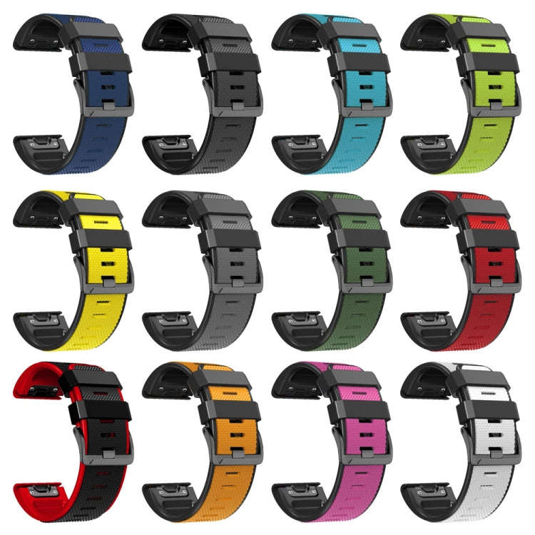 For Garmin Fenix 7 Pro 22mm Screw Buckle Diamond Texture Two Color Silicone Watch Band(Yellow+Black)