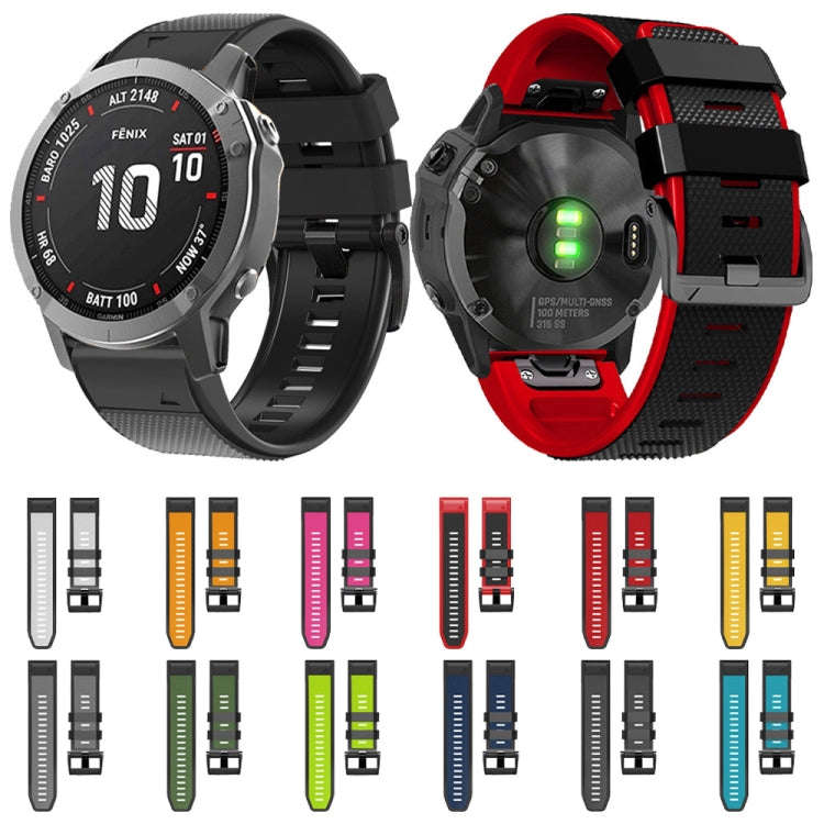 For Garmin Fenix 7 Pro 22mm Screw Buckle Diamond Texture Two Color Silicone Watch Band(Yellow+Black)