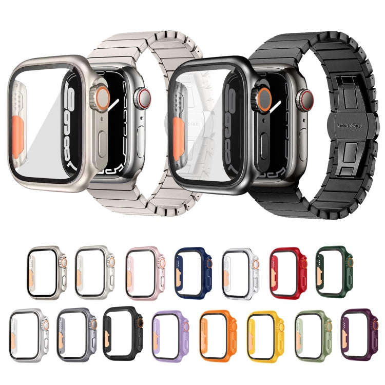 For Apple Watch Series 9 / 8 / 7 41mm Tempered Film Hybrid PC Integrated Watch Case(Transparent O...